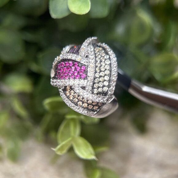 Showstopper 925 Silver Multicolor Stones Ring - Picture 5 of 11